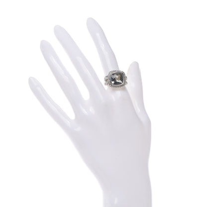 David Yurman Sterling Silver Diamond Prasiolite 11mm Albion Ring 54 7 2 of 6