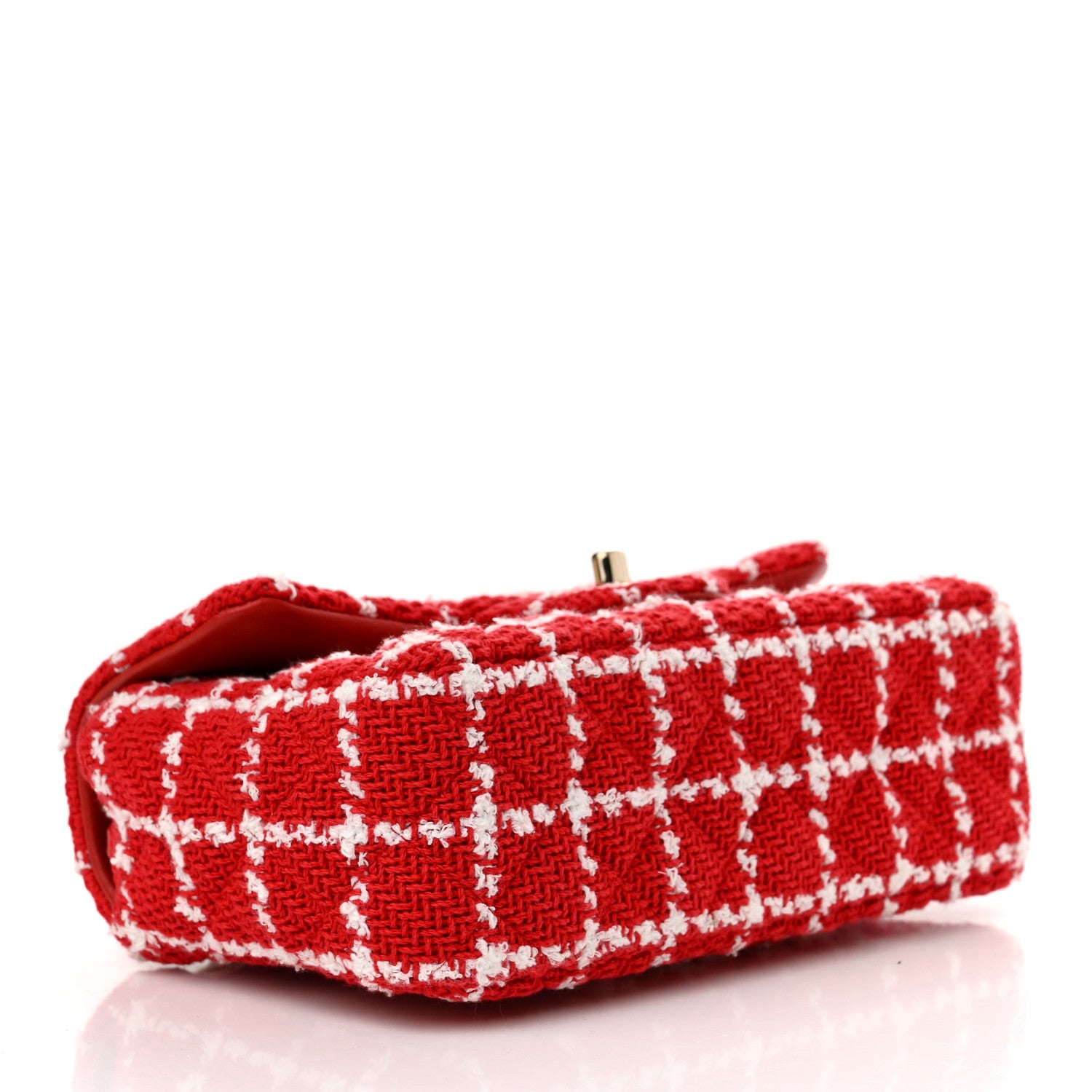 Chanel Tweed Quilted Mini Rectangular Flap White Red 4 of 11