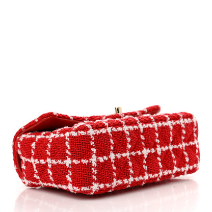 Chanel Tweed Quilted Mini Rectangular Flap White Red 4 of 11