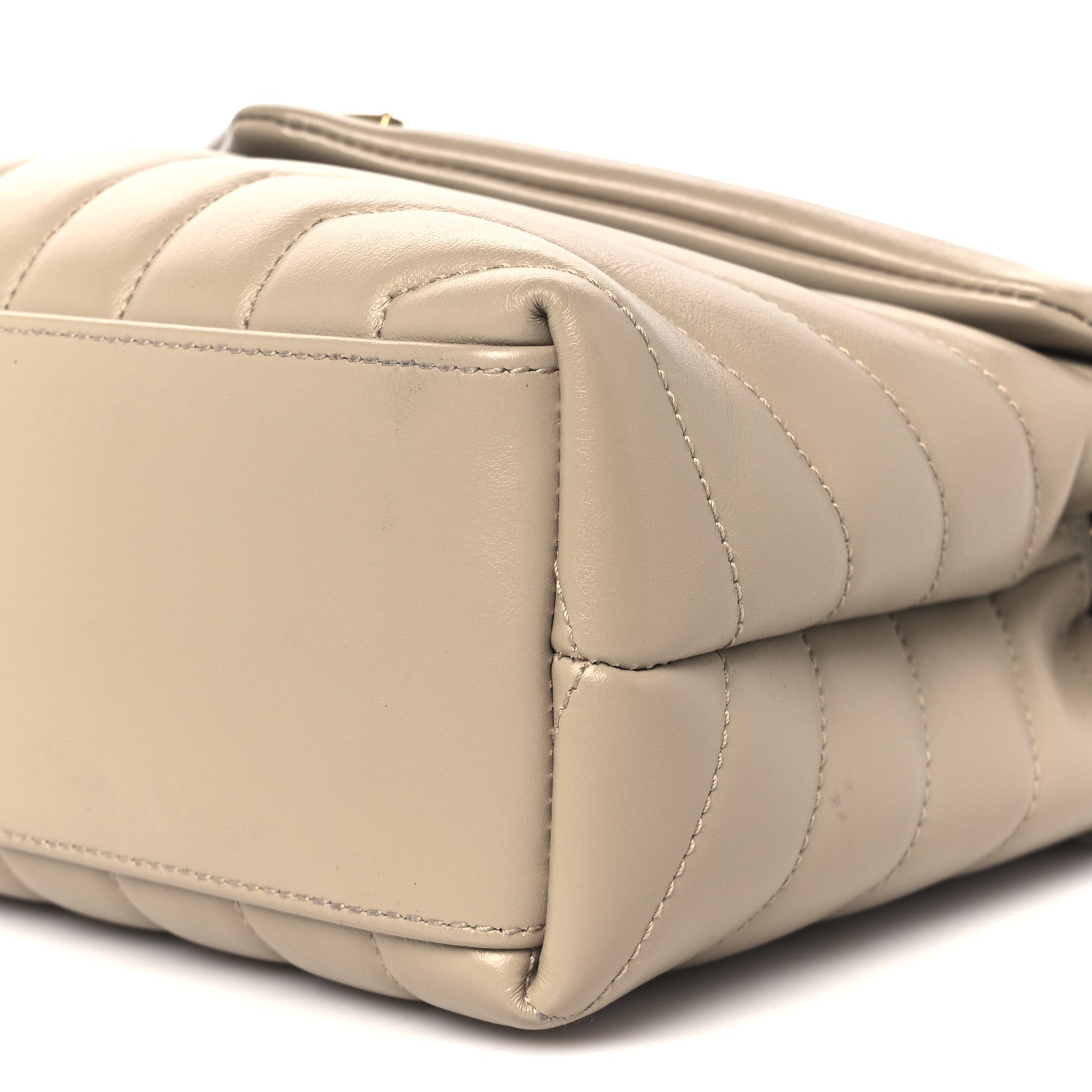 Saint Laurent Calfskin Y Quilted Monogram Small Loulou Chain Satchel Dark Beige 10 of 10