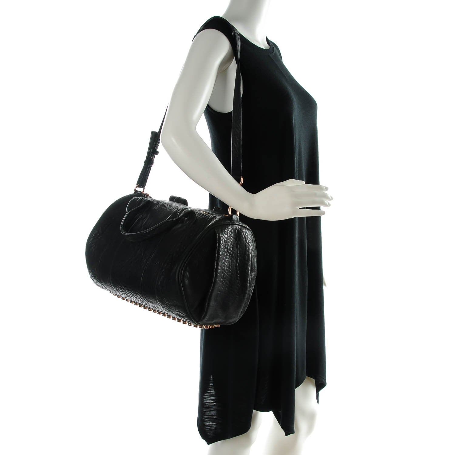 Alexander Wang Pebbled Lambskin Rocco Black Rose Gold Hardware 2 of 7