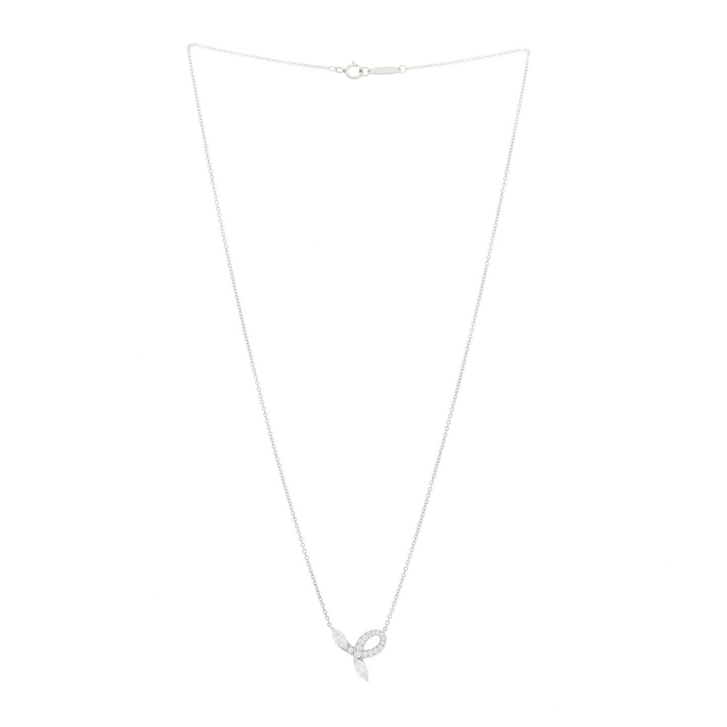 Platinum Diamond Victoria Bow Necklace