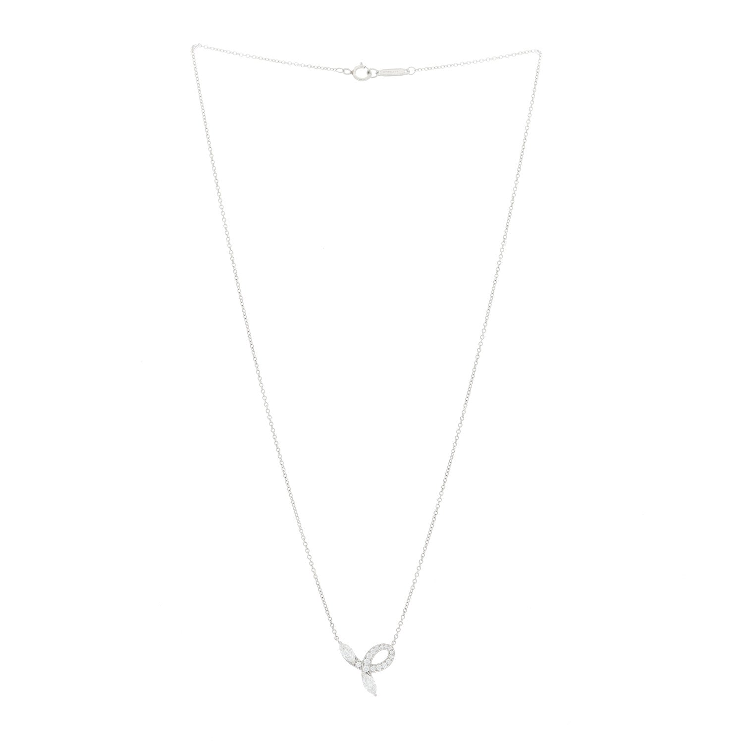Tiffany Platinum Diamond Victoria Bow Necklace 2 of 5