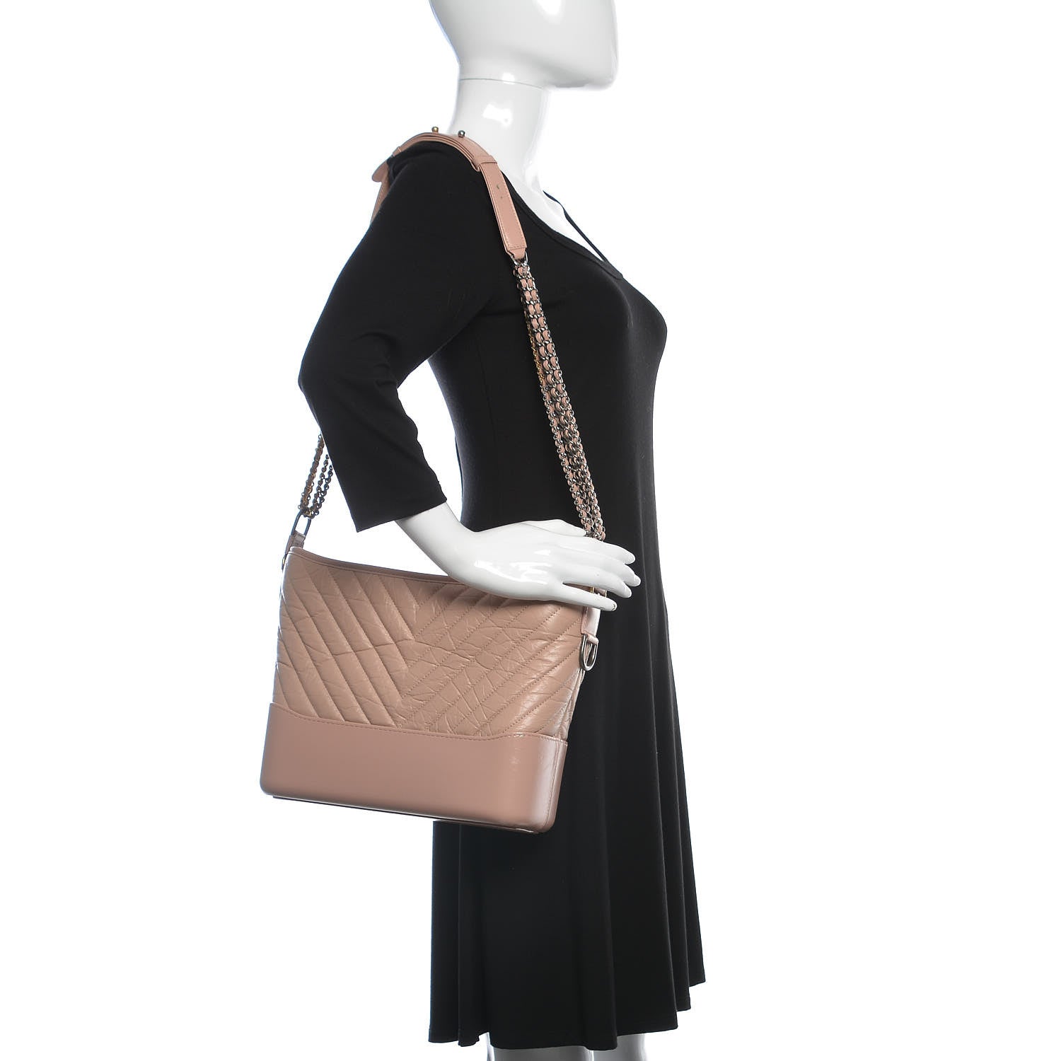 Chanel Aged Calfskin Chevron Quilted Medium Gabrielle Hobo Pink 2 of 10