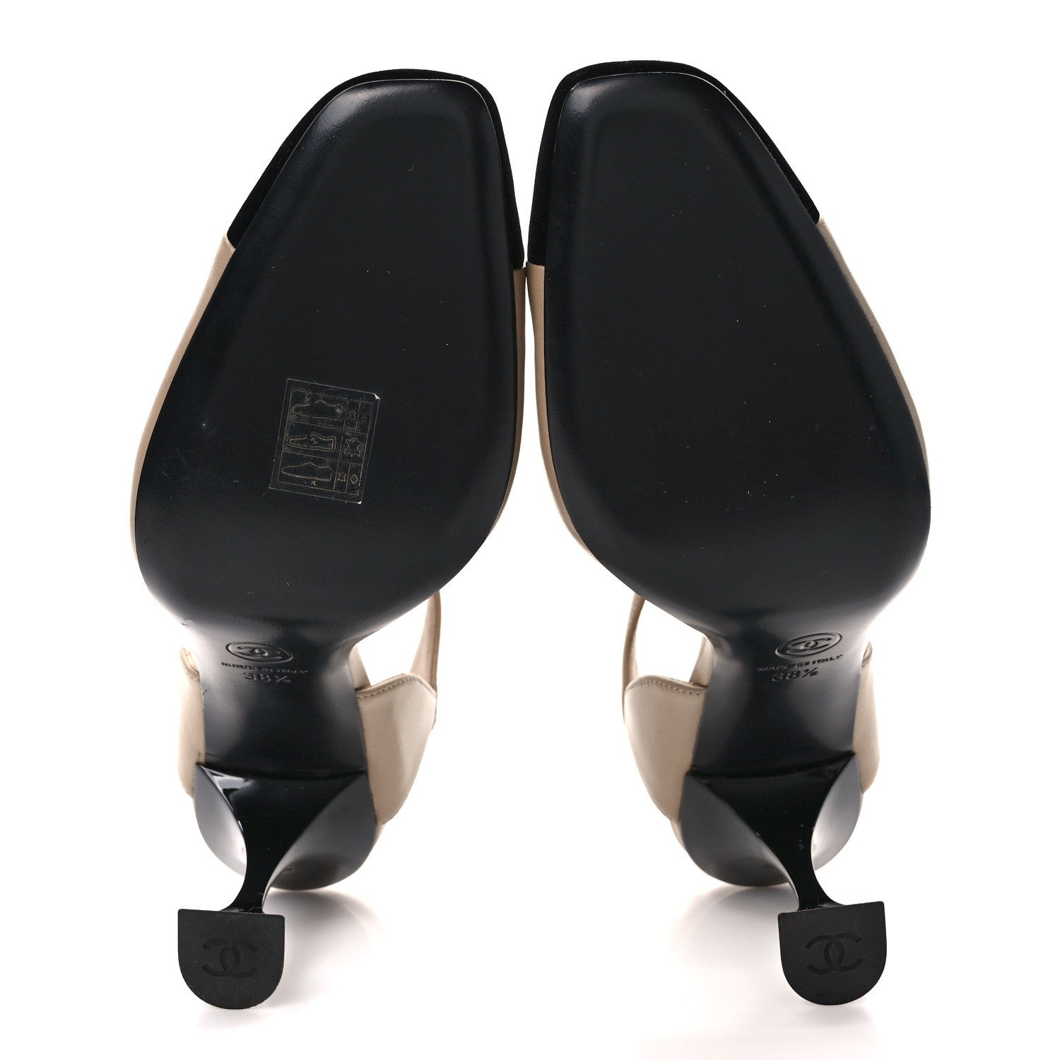 Chanel Lambskin Velvet Cap Toe Logo Pumps 38.5 Beige Black 6 of 9