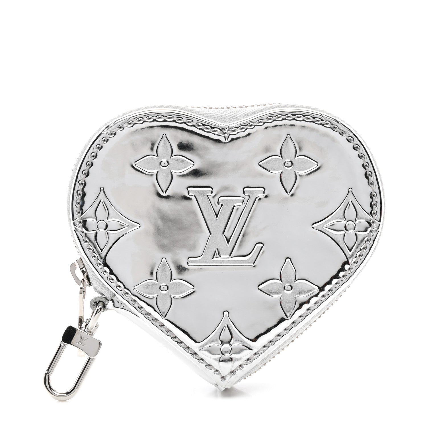 Louis Vuitton Monogram Mirror Heart Coin Purse Silver 1 of 6