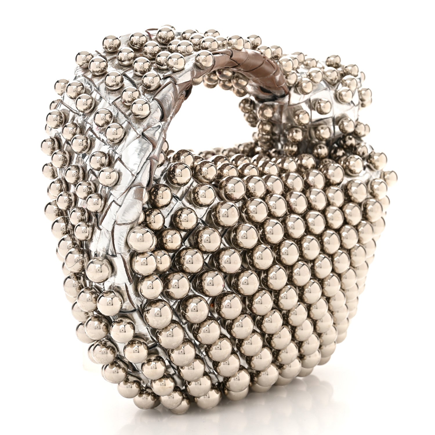 Bottega Veneta Metallic Nappa Studded Intrecciato Mini Jodie Silver 3 of 12