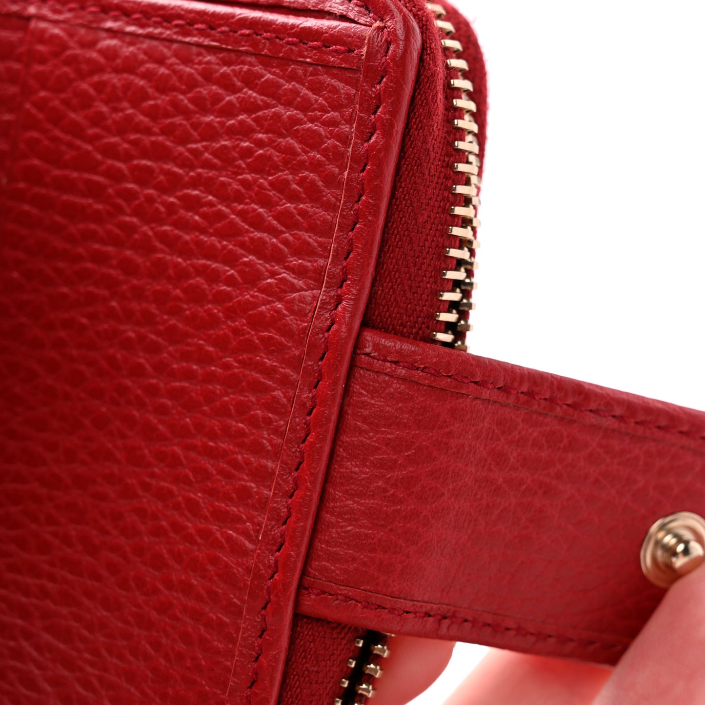 Monogram Dollar Calfskin Zip Around French Flap Wallet Beige Ebony Rosso