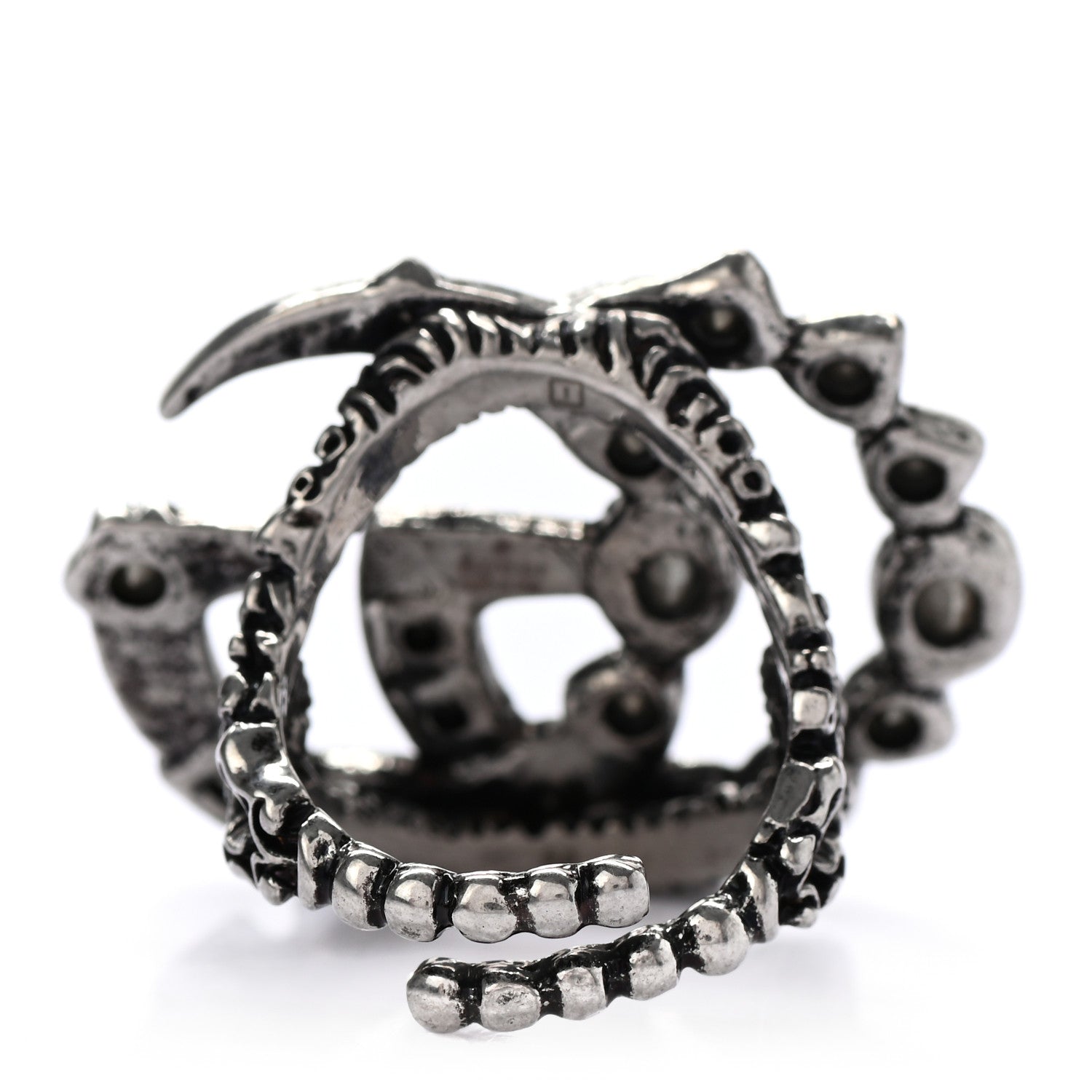 Gucci Crystal Double G Ring 7.5 Aged Silver 3 of 4