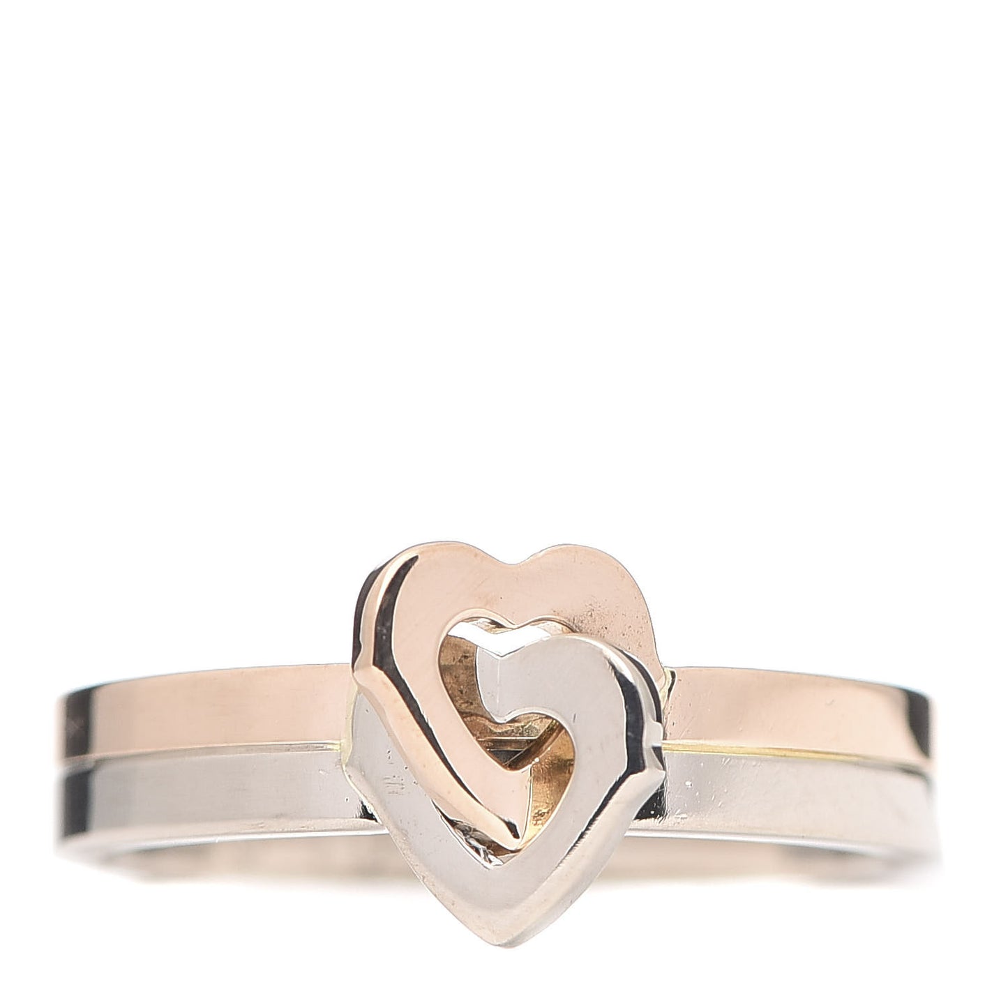 18K White Pink Gold Double Heart Ring 52 6