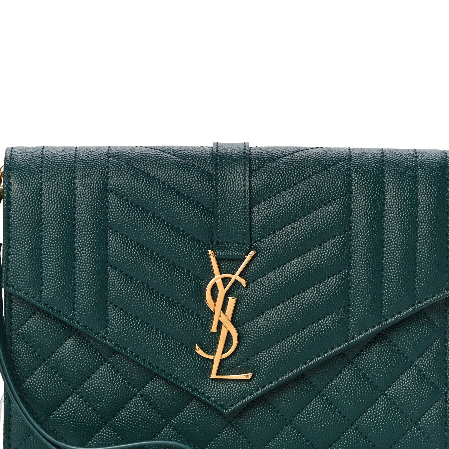 Saint Laurent Grain De Poudre Textured Mixed Matelasse Triquilt Monogram Clutch Sea Turquois 8 of 11