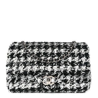 Chanel Sequin Mini Houndstooth Rectangular Flap Black White 1 of 11