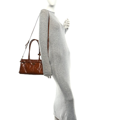 Prada Glossy Calfskin Triangle Medium Bonnie Shoulder Bag Palisander 2 of 9