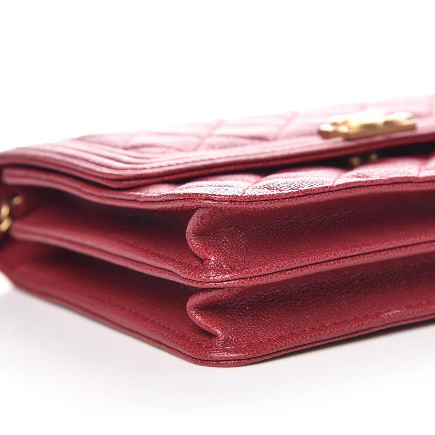 Chanel Caviar Quilted Boy Square Wallet on Chain WOC Burgundy 9 of 11