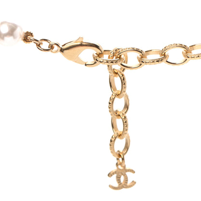 Chanel Pearl Crystal CC Short Necklace Gold 4 of 6