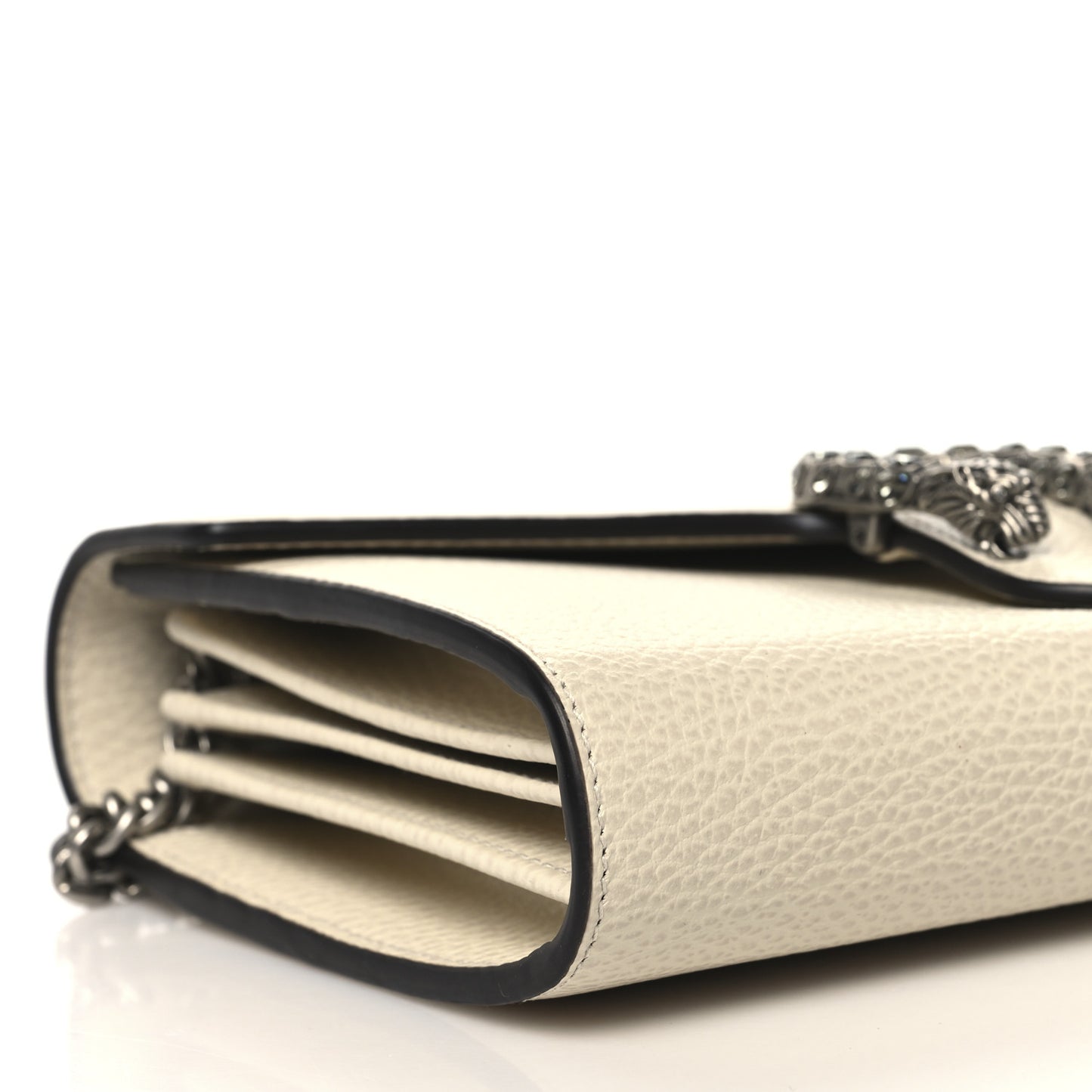 Dollar Calfskin Mini Dionysus Chain Wallet Mystic White