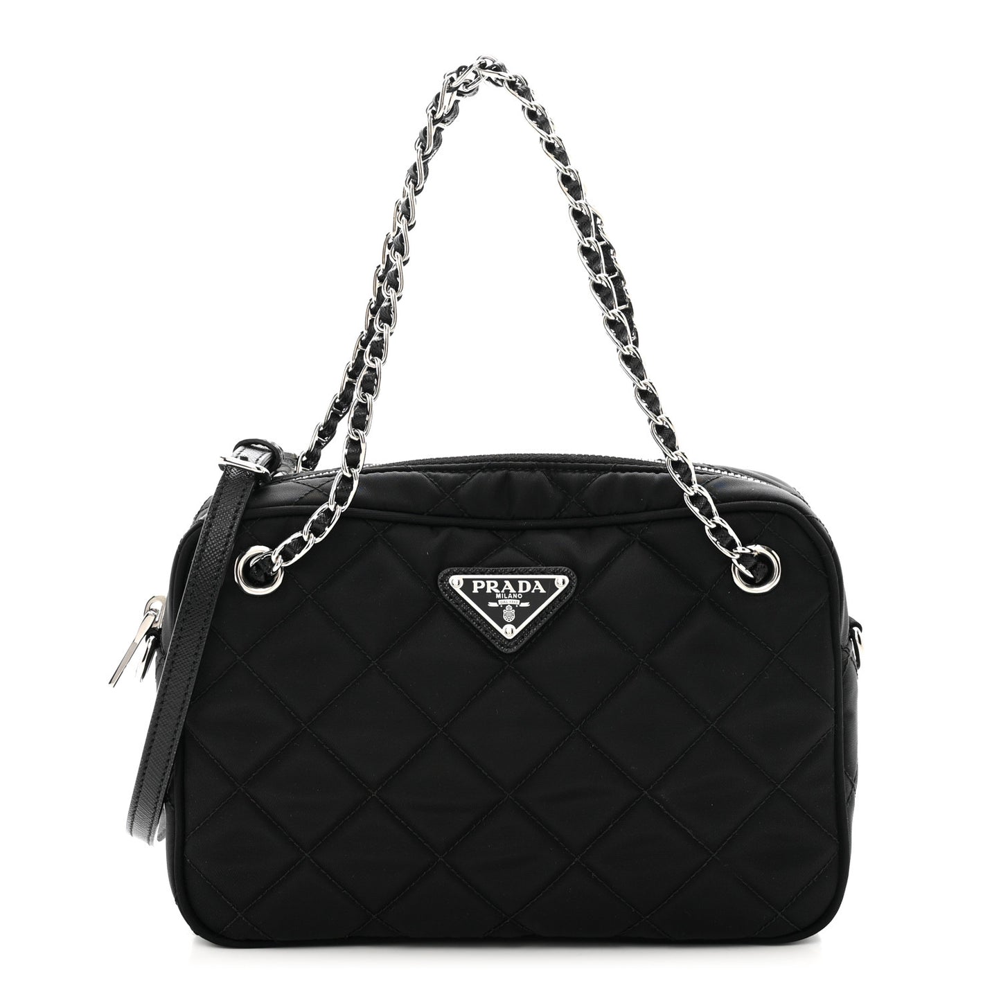 Nylon Tessuto Impuntu Quilted Bandoliera Crossbody Bag Black
