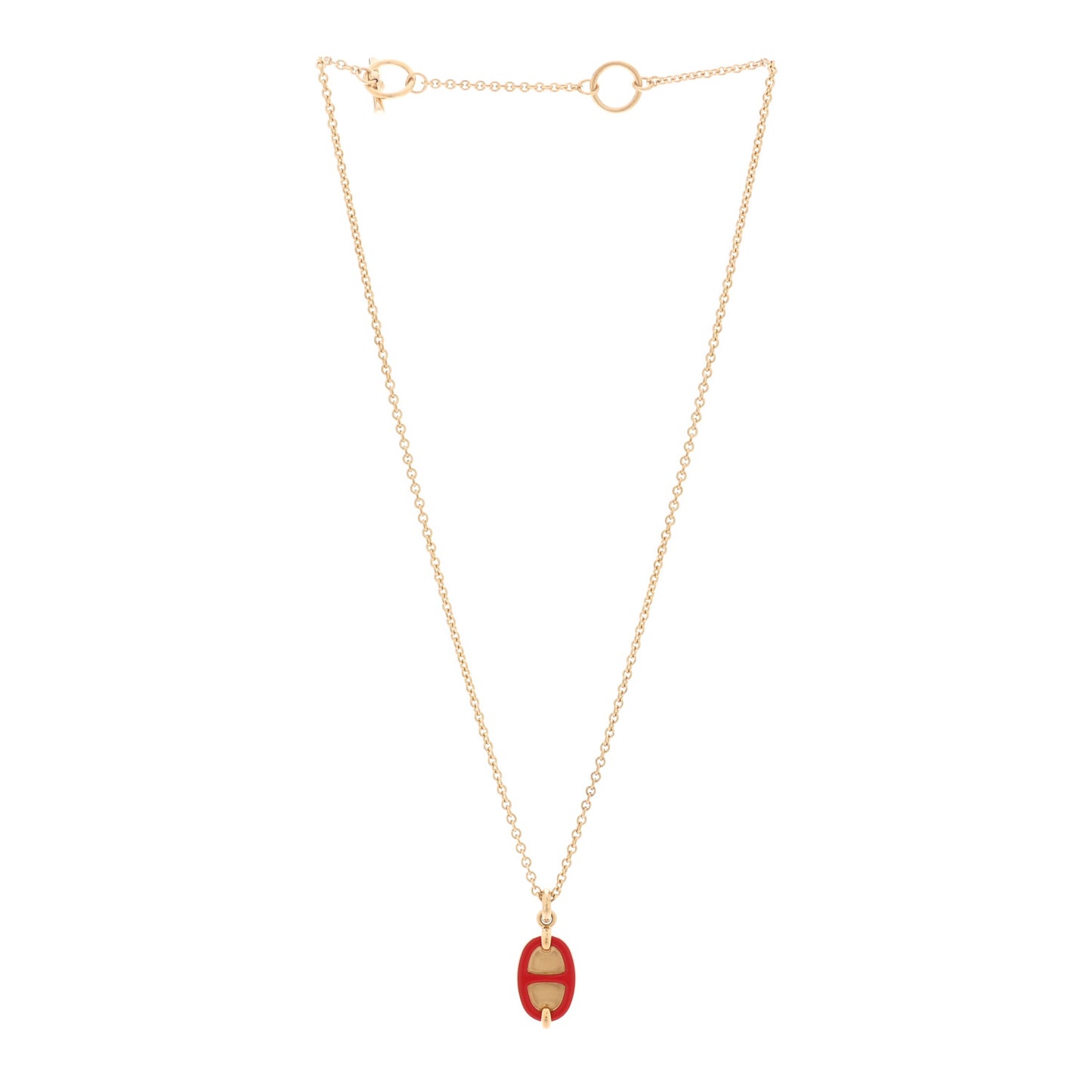 Metal Enamel Mini Maillon Pendant Necklace Rouge Vif