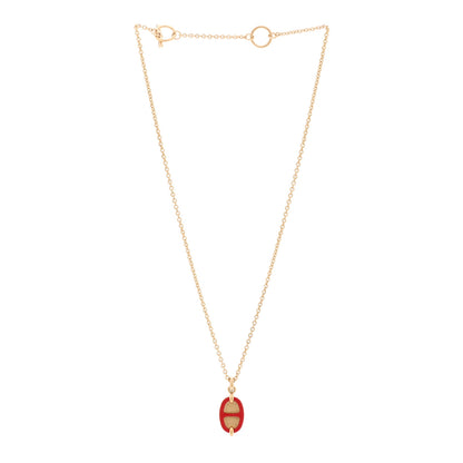 Hermes Metal Enamel Mini Maillon Pendant Necklace Rouge Vif 3 of 6