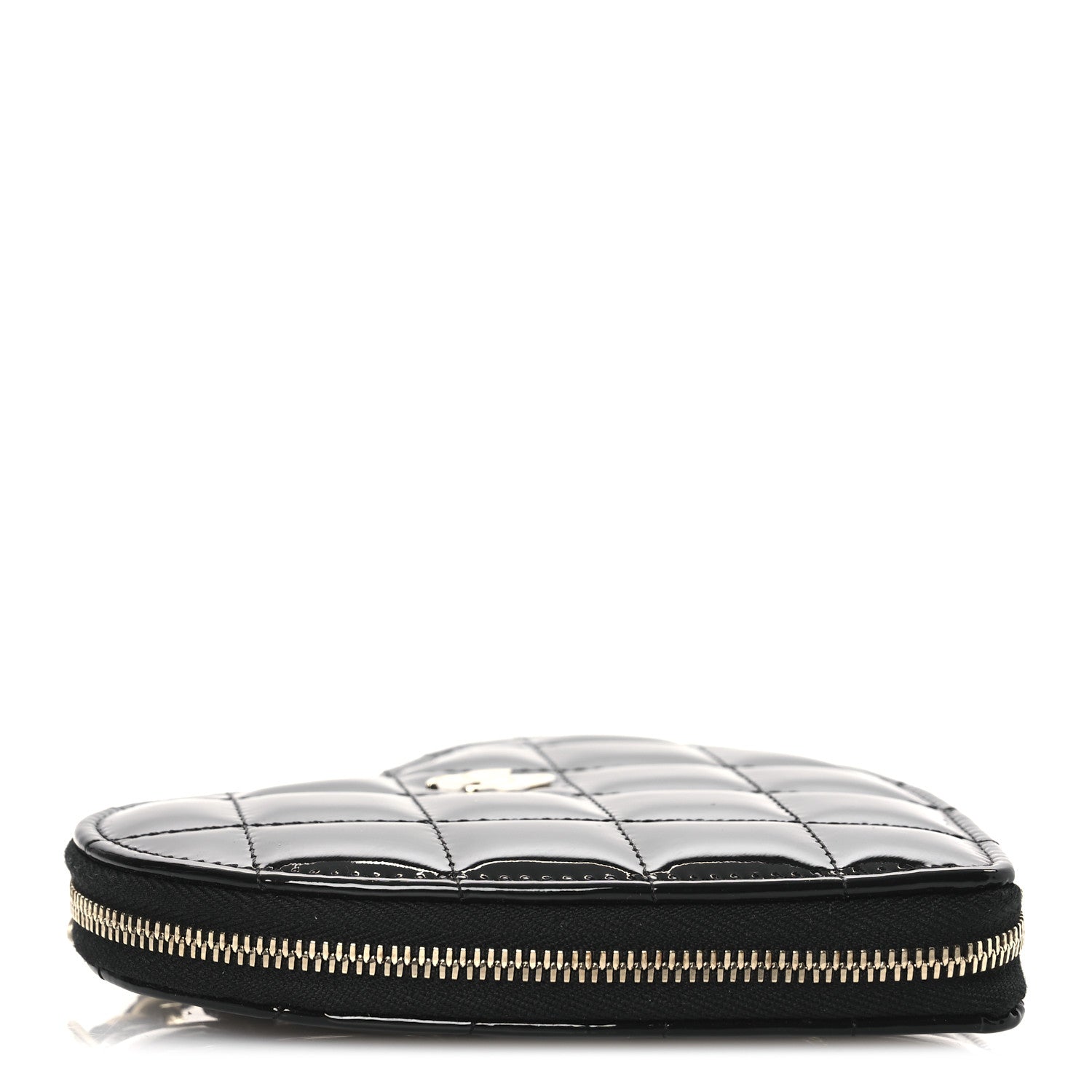 Chanel Patent Calfskin Resin Quilted CC Heart Clutch With Chain Black 5 of 21