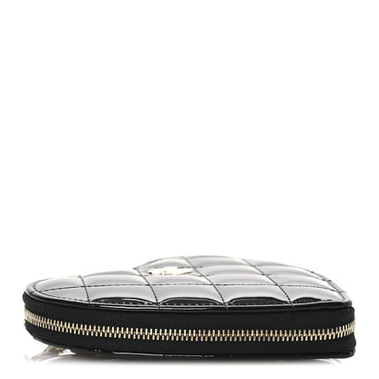 Chanel Patent Calfskin Resin Quilted CC Heart Clutch With Chain Black 5 of 21