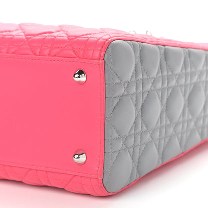 Christian Dior Lambskin Cannage Large Tri-Color Lady Dior Toxic Fuchsia 10 of 13