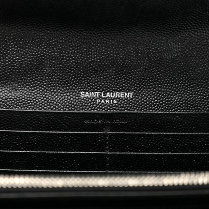 Saint Laurent Grain De Poudre Matelasse Chevron Monogram Flap Wallet Black 6 of 7