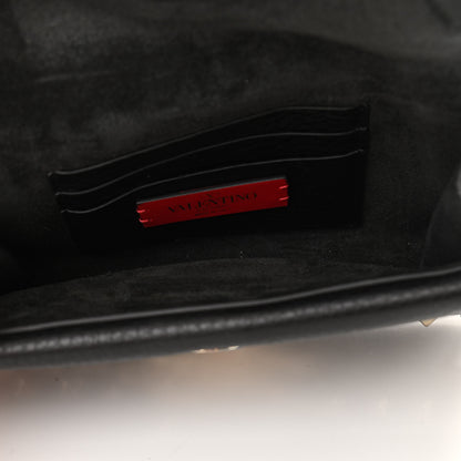 Valentino Garavani Grainy Calfskin Rockstud Double Flap Crossbody Bag Black 5 of 10