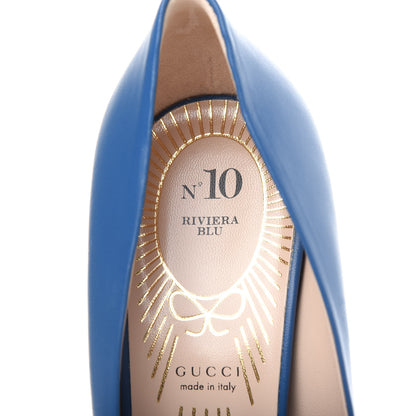 Gucci Nappa Bow High Heel Pumps 39 Riviera Blue 8 of 10