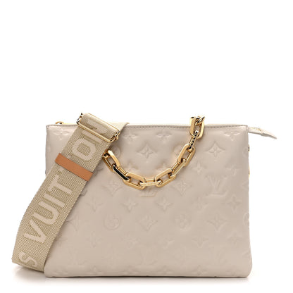 Louis Vuitton Lambskin Embossed Monogram Coussin PM Cream 1 of 9