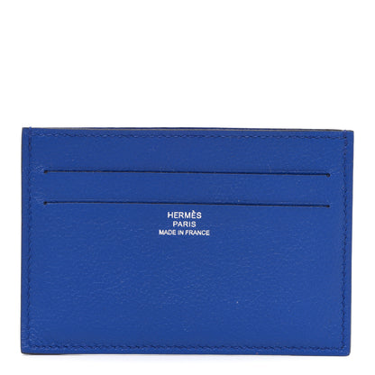 Hermes Evercolor Citizen Twill Card Case Bleu Royal Celeste Orange Poppy 1 of 8
