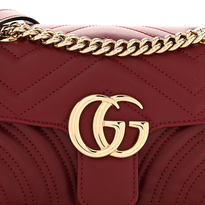 Gucci Calfskin Matelasse Mini GG Marmont Shoulder Bag Rosso Ancora 8 of 13