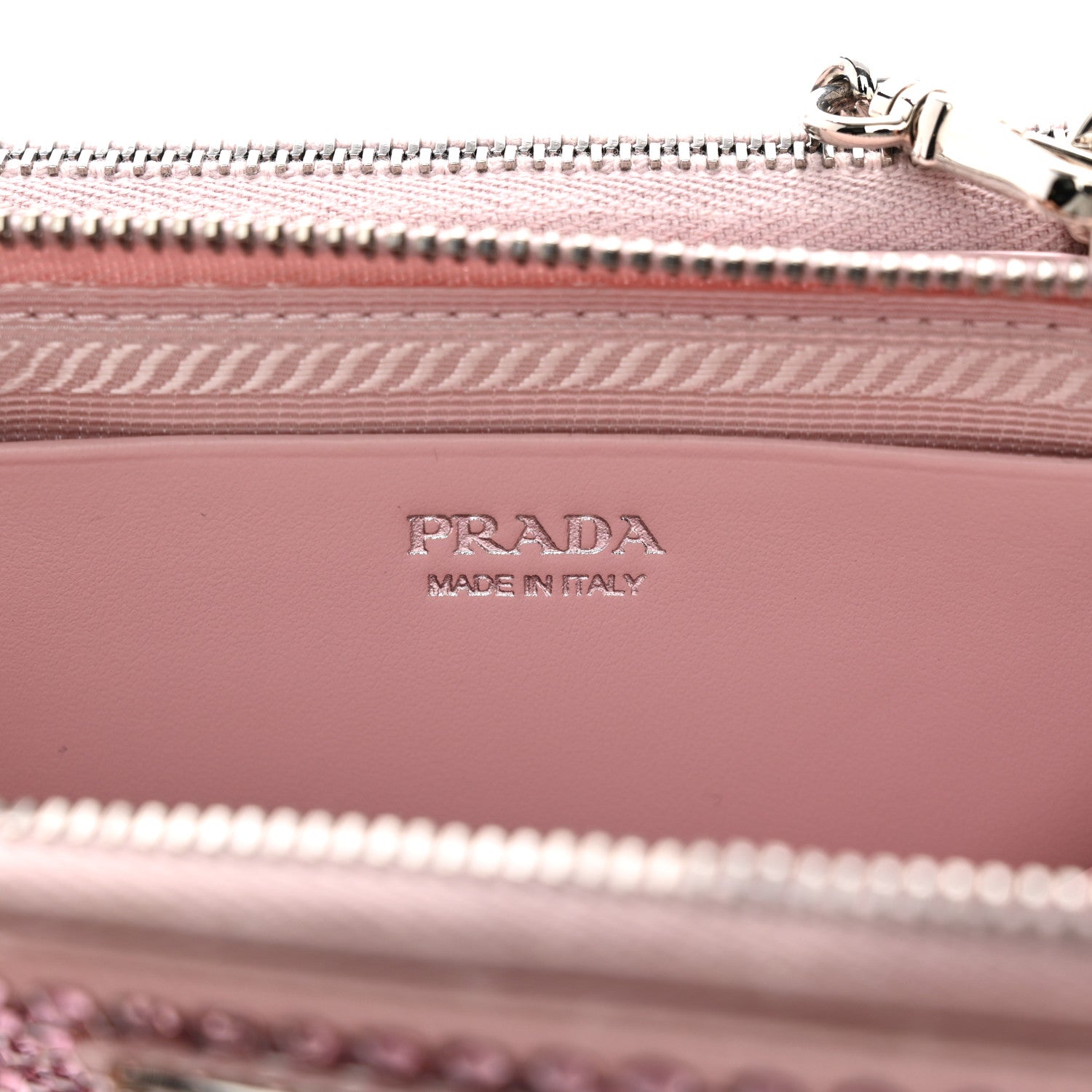 Prada Satin Crystal Mini Triangle Crossbody Pouch Alabastro 7 of 13