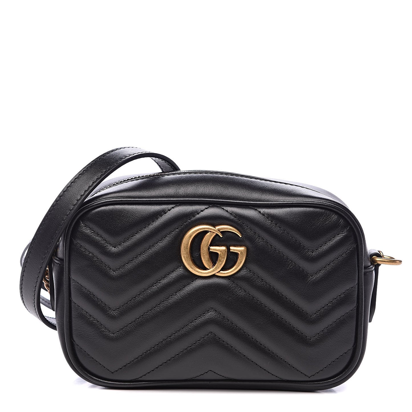 Calfskin Matelasse Mini GG Marmont Chain Shoulder Bag Black