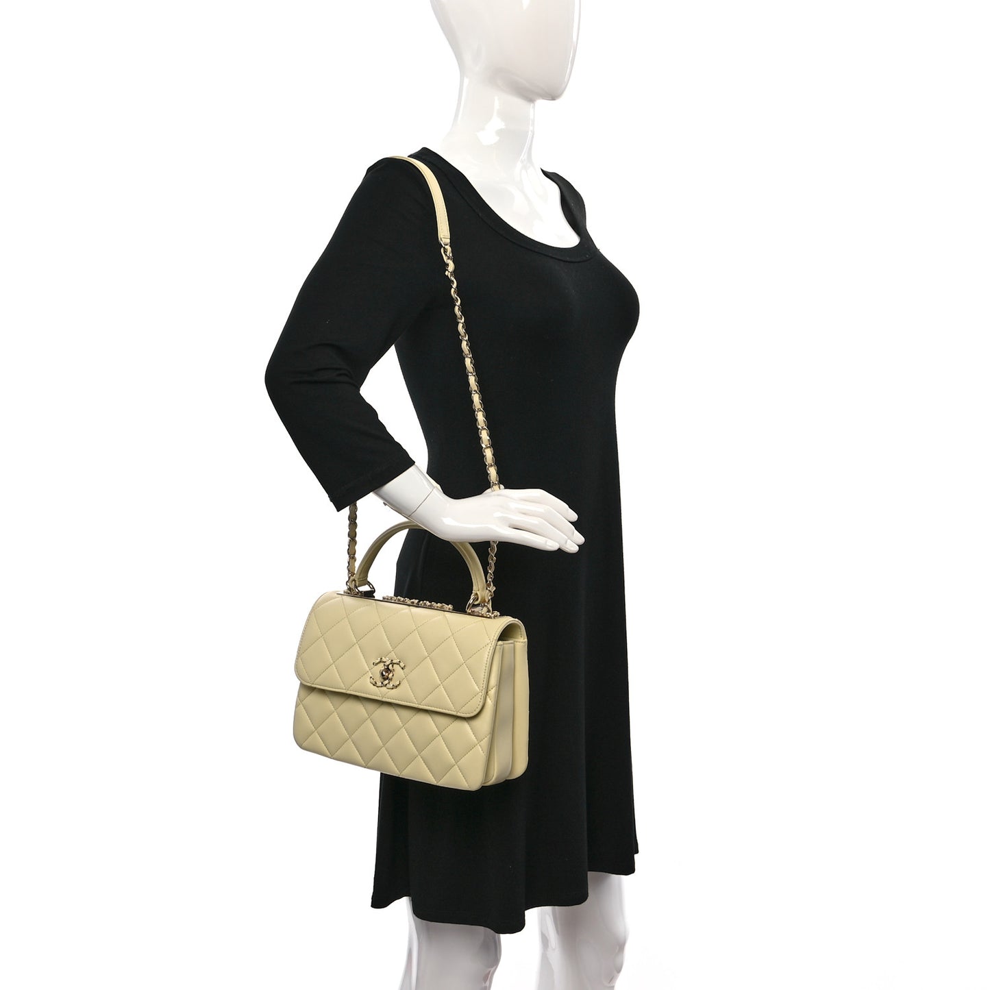 Lambskin Quilted Small Trendy Chain CC Dual Handle Flap Bag Yellow