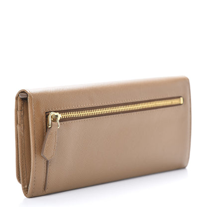 Prada Saffiano Metal Continental Flap Wallet Caramel 3 of 10