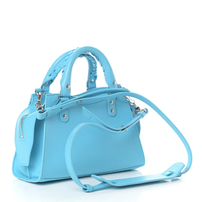 Balenciaga Grained Calfskin Neo Classic Silver Hardware Mini City Azur 3 of 9
