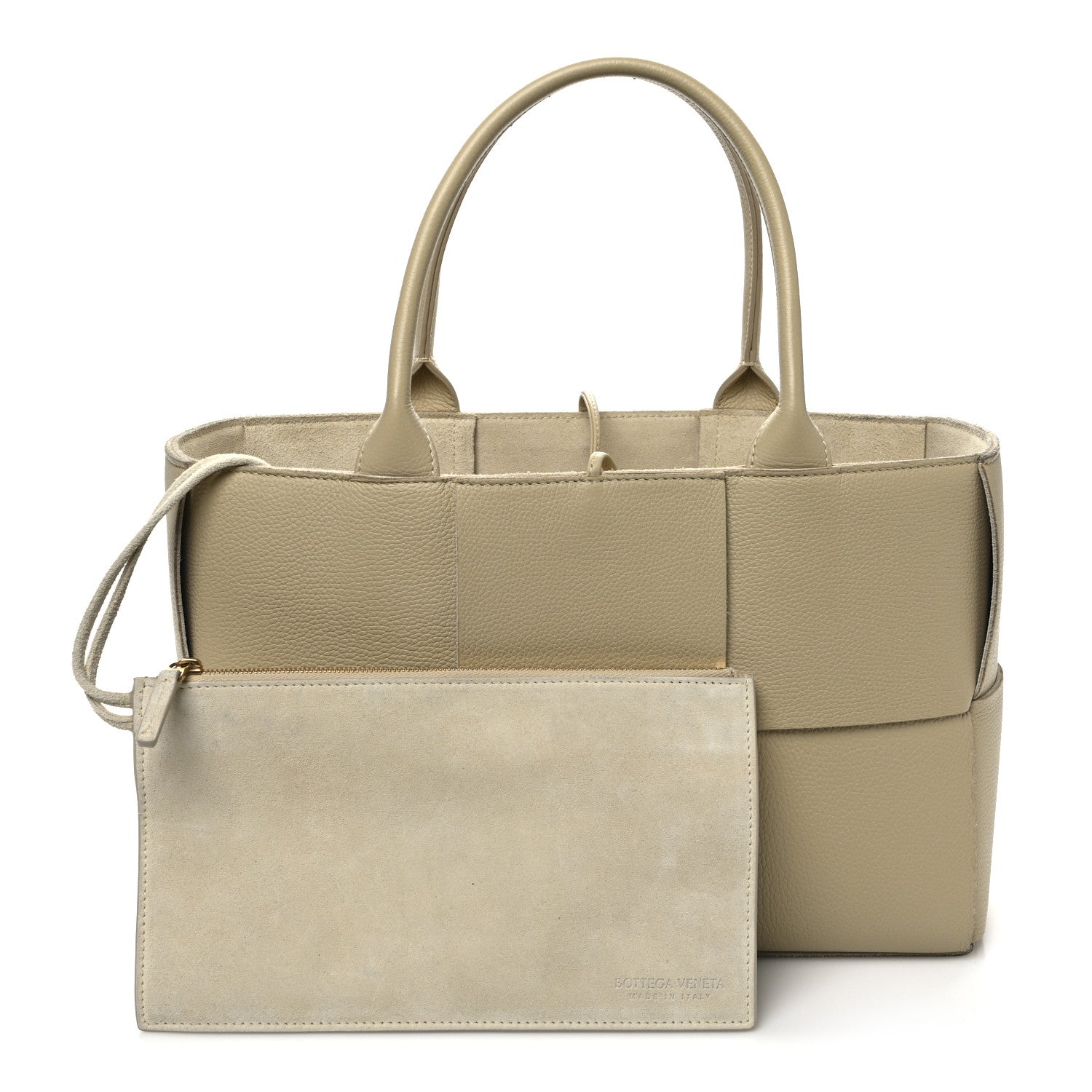 Bottega Veneta Grained Calfskin Intrecciato Medium Arco Tote Porridge 3 of 13