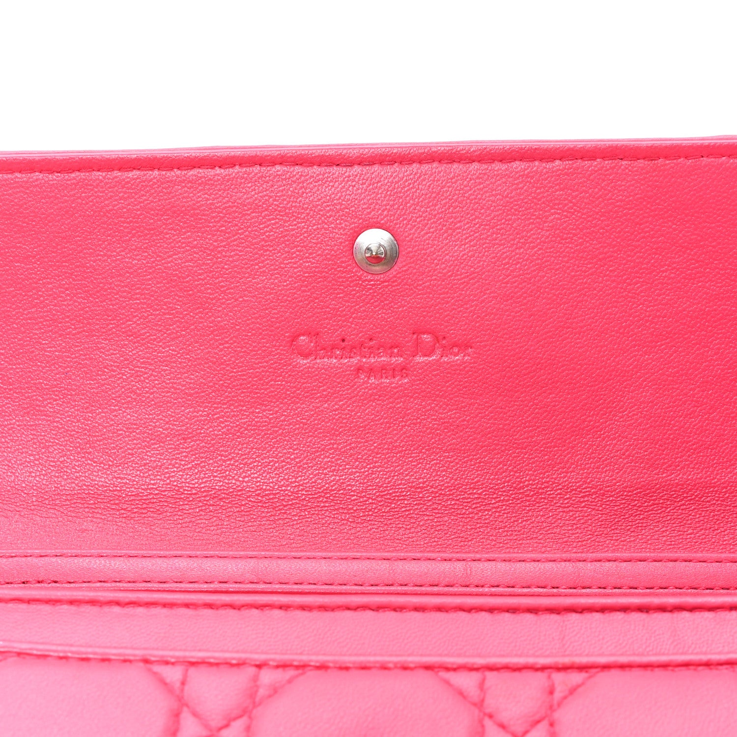 Christian Dior Lambskin Cannage Lady Dior Rendezvous Wallet On Chain Fuchsia 5 of 11