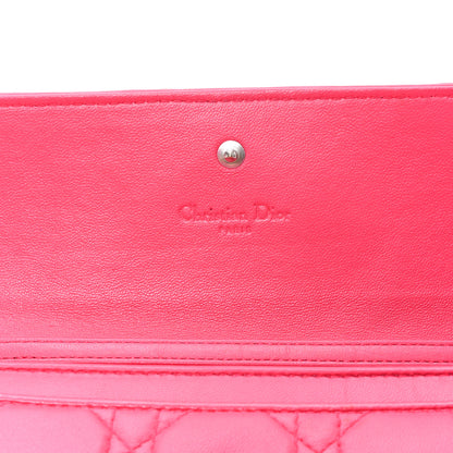 Christian Dior Lambskin Cannage Lady Dior Rendezvous Wallet On Chain Fuchsia 5 of 11