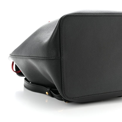 Fendi Vitello Cruise Bi-Color FF 1974 Embossed F is Fendi Drawstring Backpack Black Fragola Maya 10 of 12