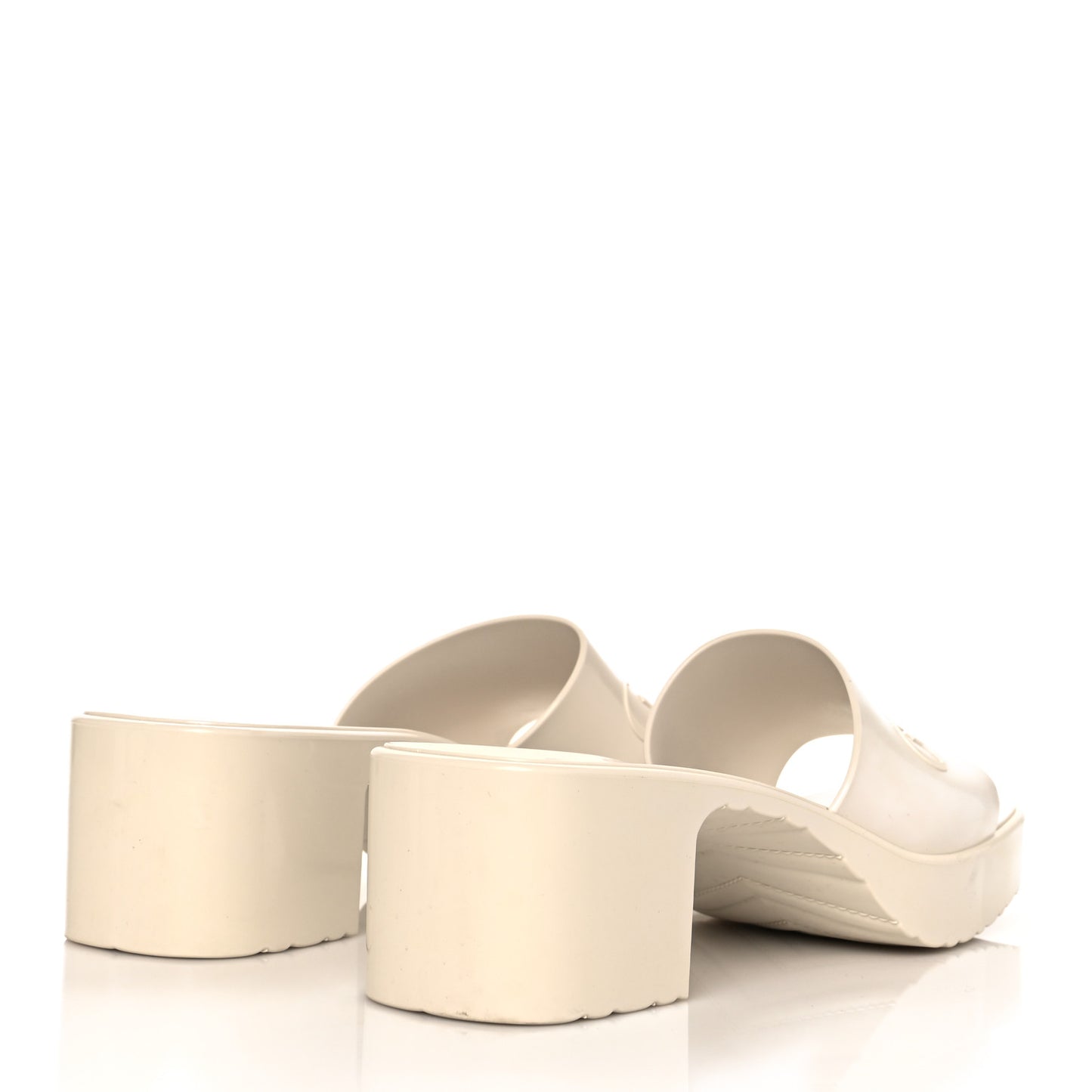 Rubber Gucci Logo Womens Platform 20/60mm Slide Sandals 40 Mystic White