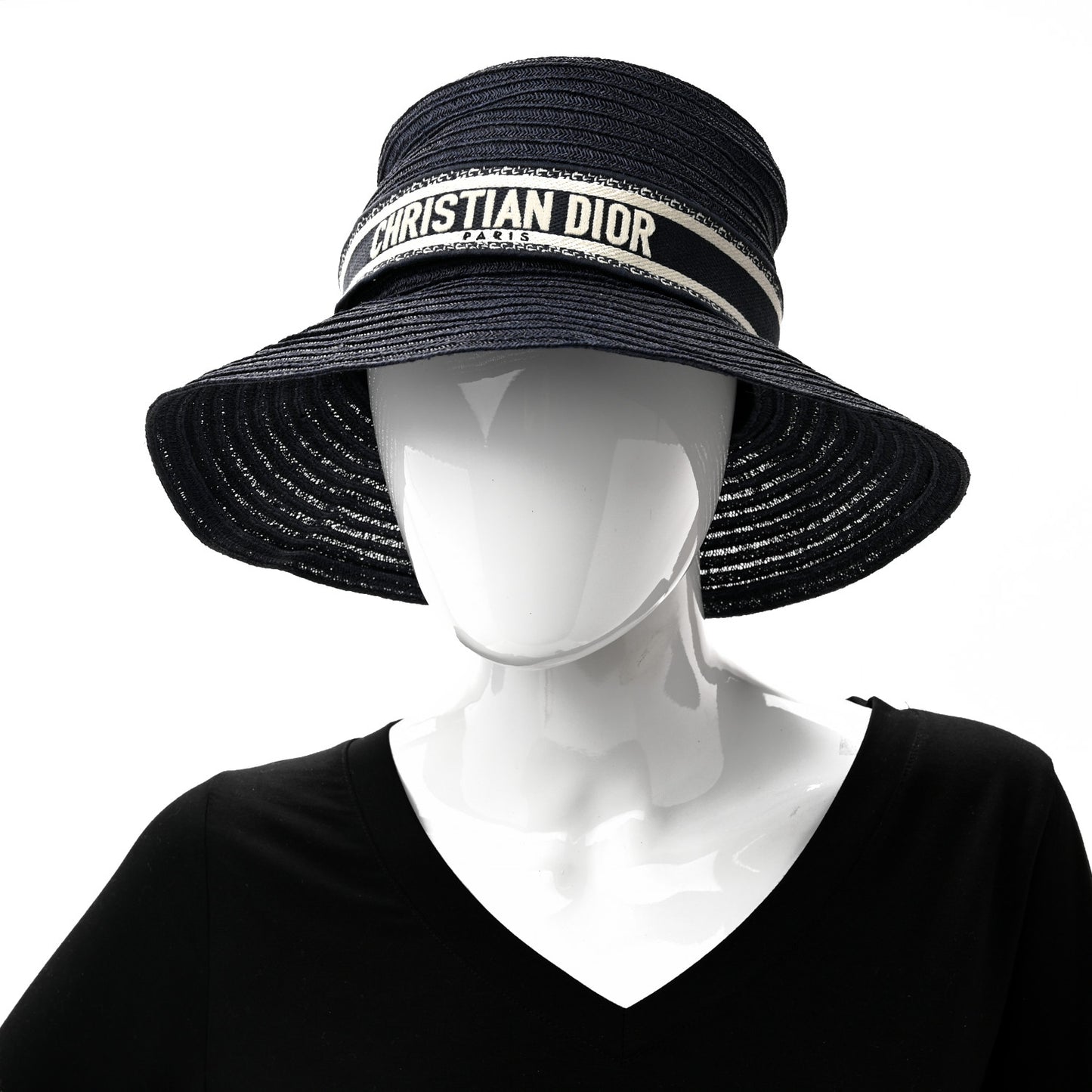 Straw Dioresort Large Brim Hat 58 Blue Fonce