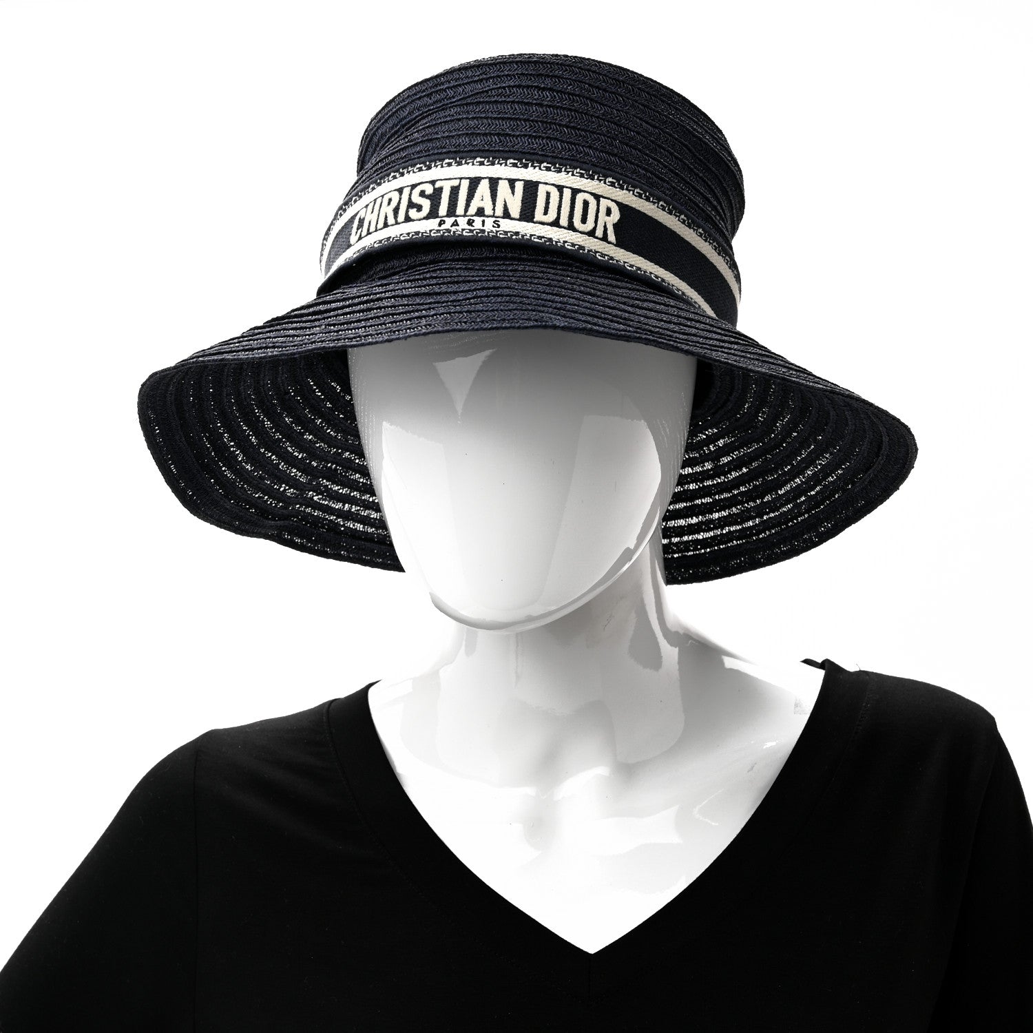 Christian Dior Straw Dioresort Large Brim Hat 58 Blue Fonce 2 of 10
