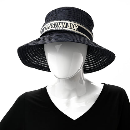 Christian Dior Straw Dioresort Large Brim Hat 58 Blue Fonce 2 of 10