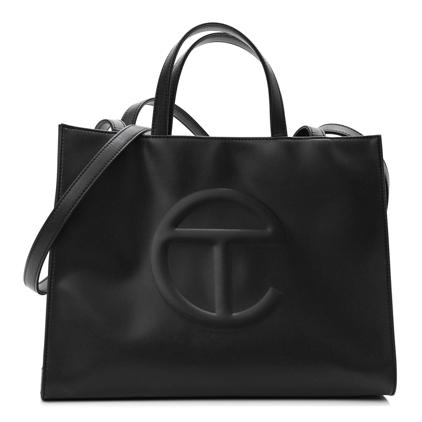 Vegan Leather Medium Shopping Bag Black