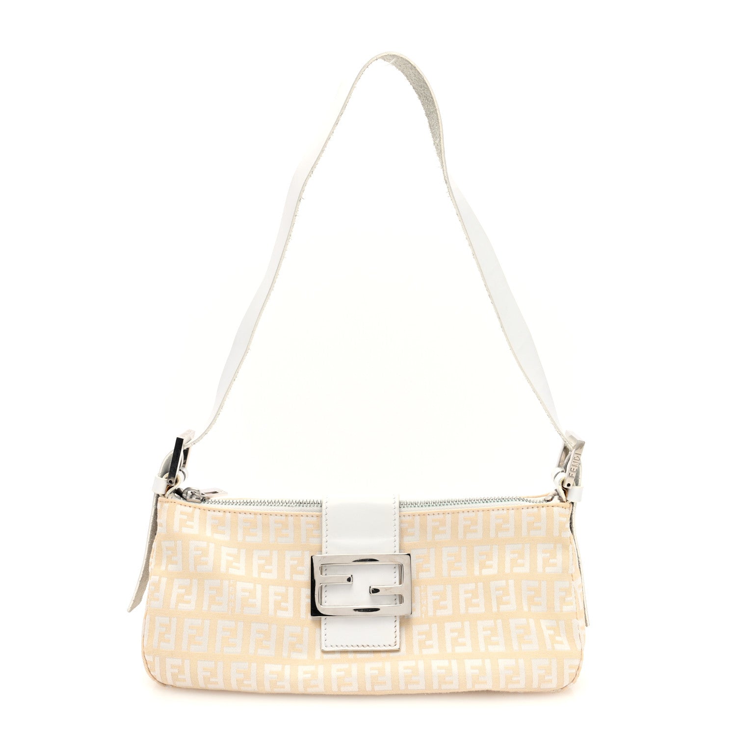 Fendi Zucchino Mini Baguette Beige White 1 of 9