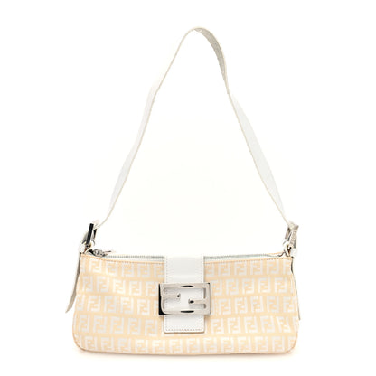 Fendi Zucchino Mini Baguette Beige White 1 of 9