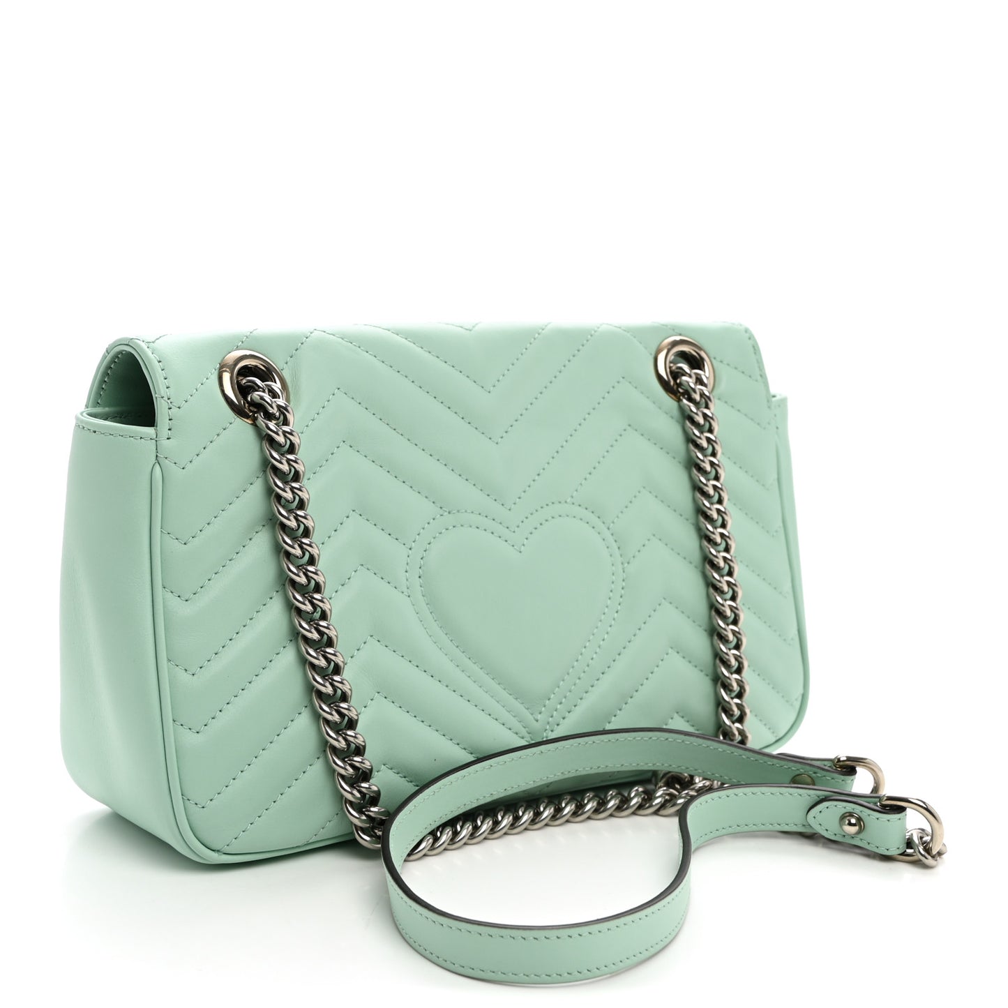 Calfskin Matelasse Small GG Marmont Shoulder Bag Water Green