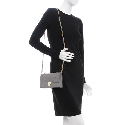 Christian Dior Grained Calfskin Diorama Wallet on Chain Pouch Gris 2 of 9